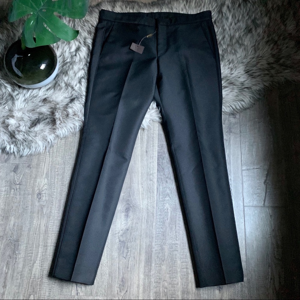 Gucci Slim Fit Silk Blend Black Dress Pants - Picture 2 of 8